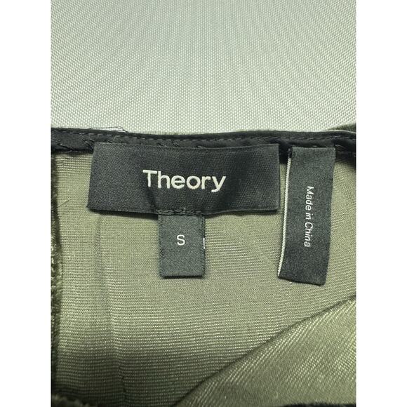 Theory Drawstring Velvet Pullover Long Sleeve Top Hunter Green Small Holiday - Picture 5 of 11